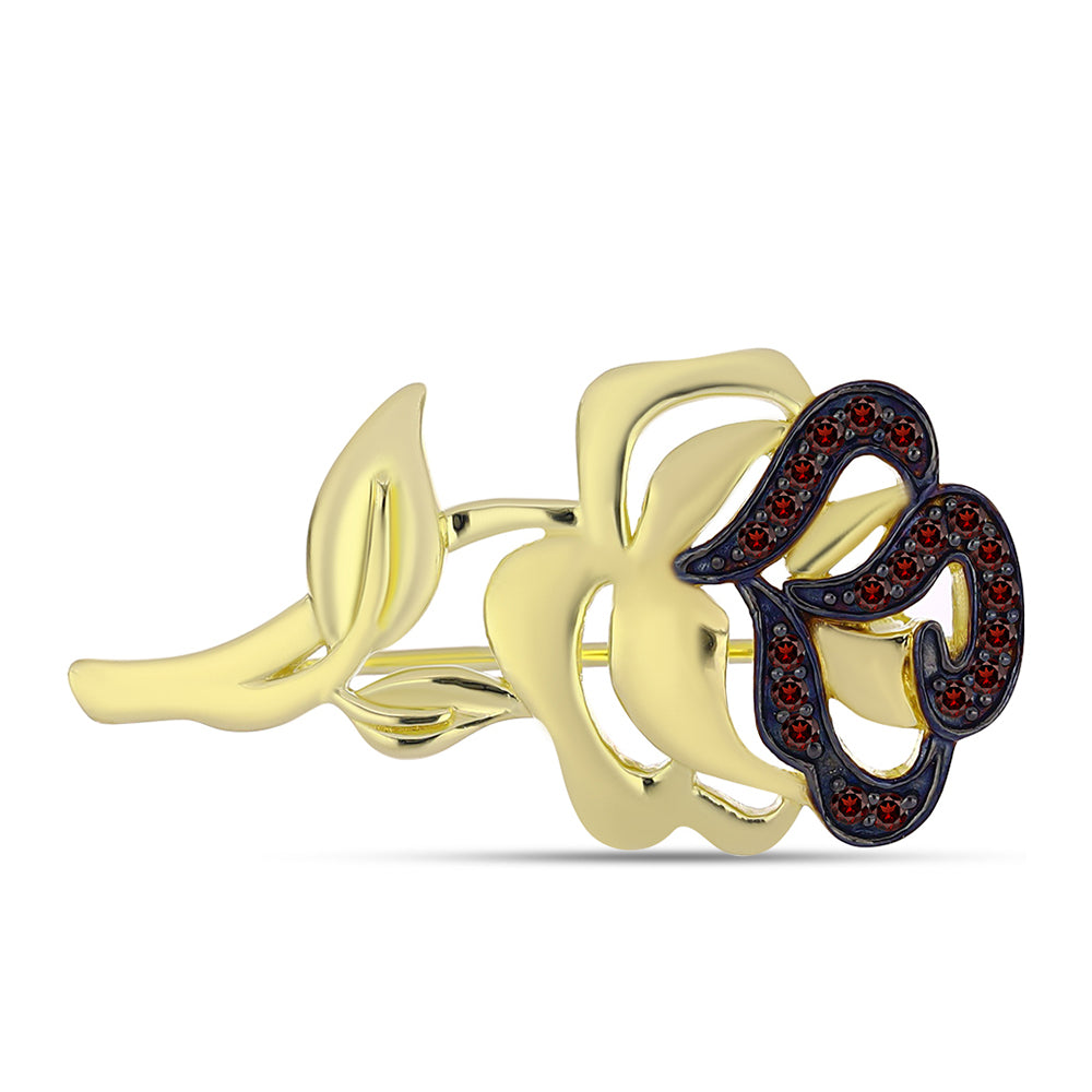 Broşă din Argint 925 Placat cu Aur ( 3.54 grame ) cu Granat Barton 0.18 Carate 1 