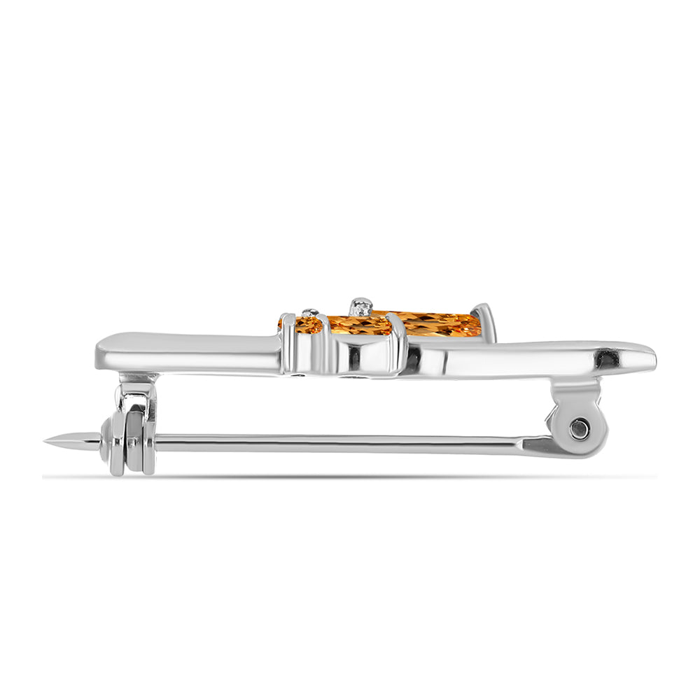 Broşă din Argint 925 ( 1.81 grame ) cu Topaz Galben Imperial 0.48 Carate