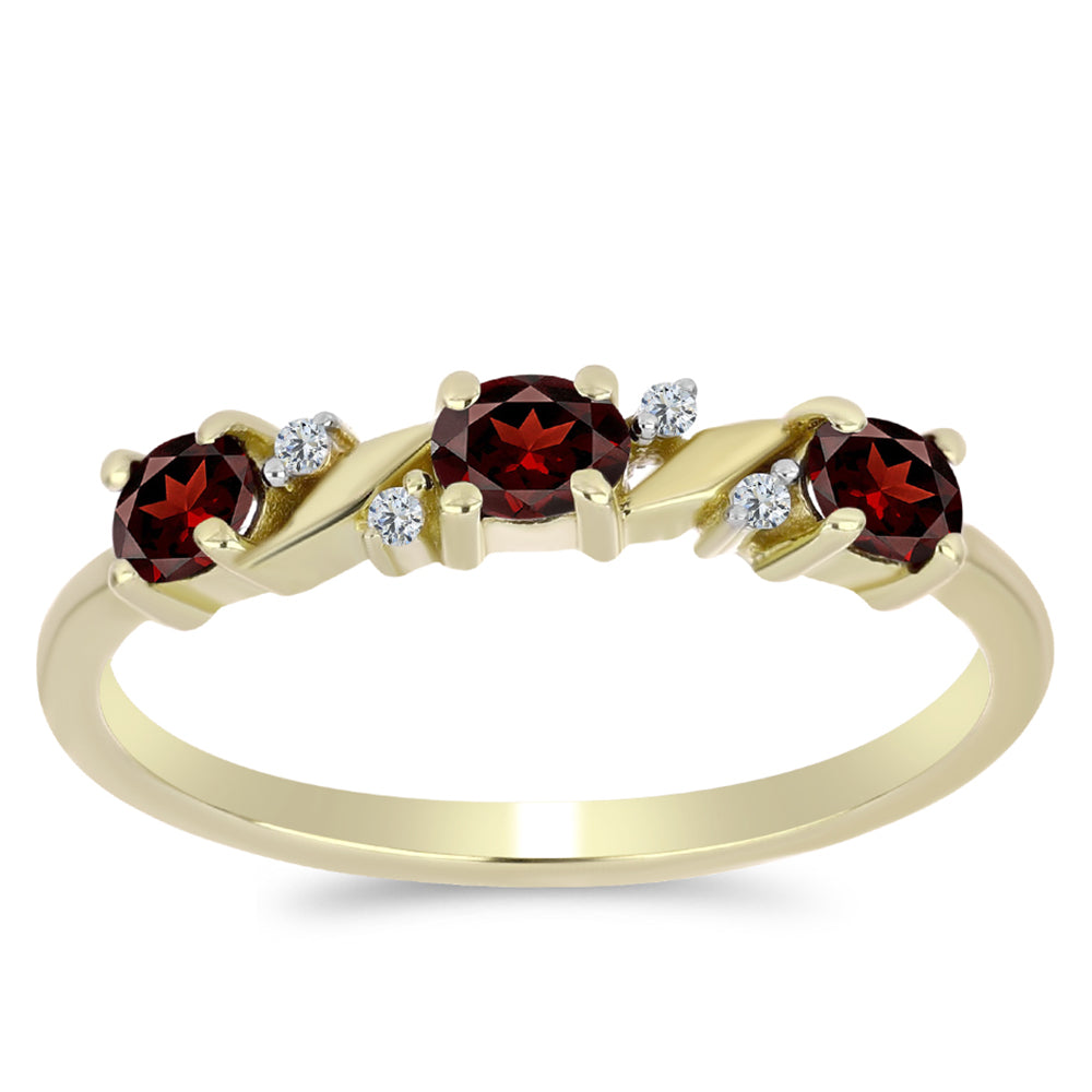 Inel din Argint 925 Placat cu Aur ( 1.75 grame ) cu Granat Barton și Topaz Alb 0.71 Carate