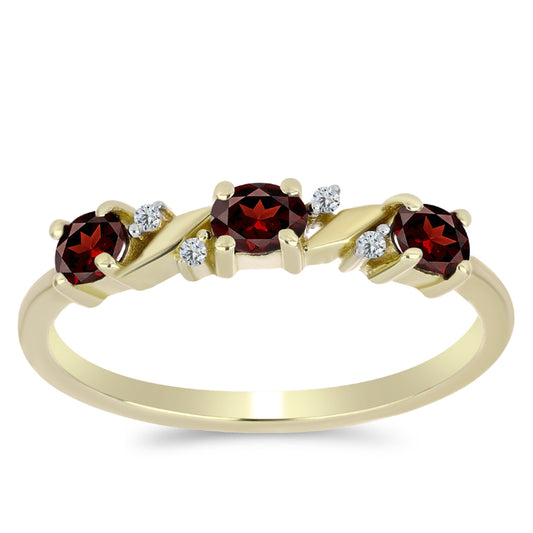 Inel din Argint 925 Placat cu Aur ( 1.75 grame ) cu Granat Barton și Topaz Alb 0.71 Carate