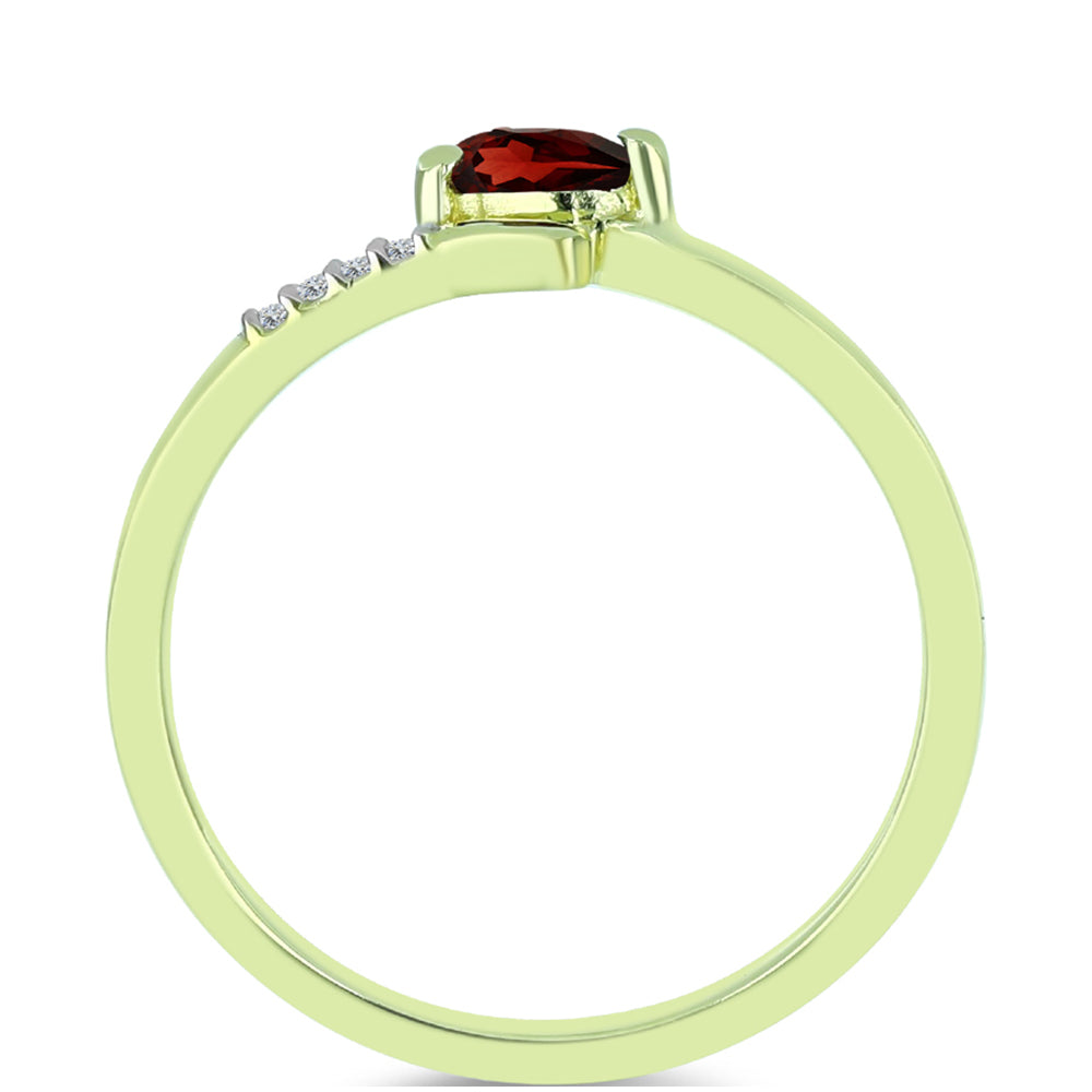 Inel din Argint 925 Placat cu Aur ( 1.49 grame ) cu Granat Barton și Topaz Alb 0.28 Carate 2 