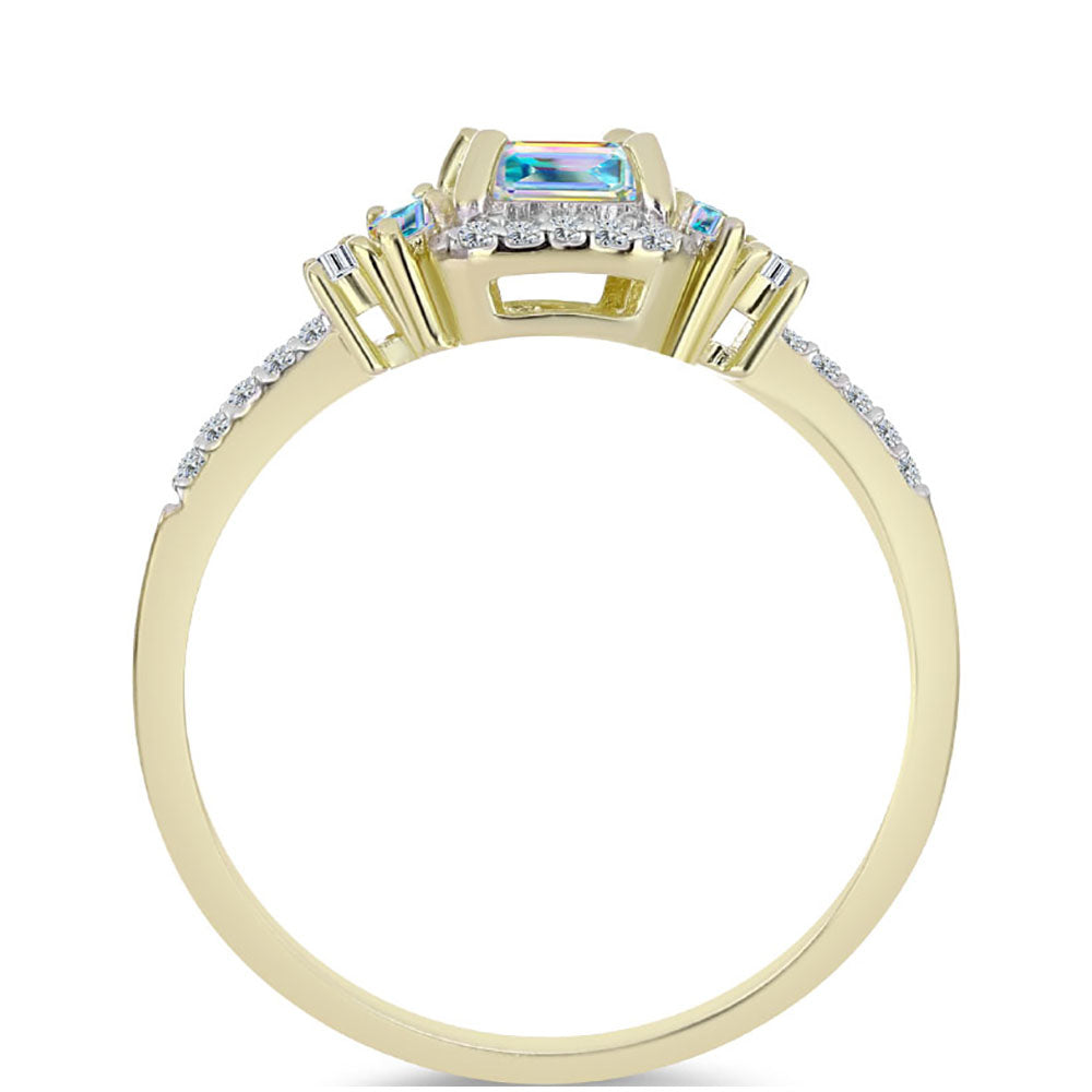 Inel din Argint 925 Placat cu Aur ( 2.54 grame ) cu Moissanit de Gheață și Zircon Alb 1.56 Carate 2 