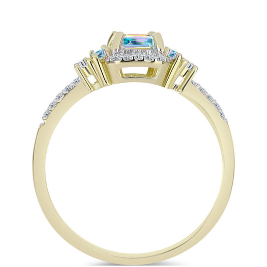Inel din Argint 925 Placat cu Aur ( 2.54 grame ) cu Moissanit de Gheață și Zircon Alb 1.56 Carate