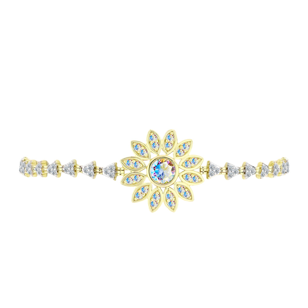 Brățară din Argint 925 Placat cu Aur ( 7.95 grame ) cu Moissanit de Gheață și Topaz Alb 2.32 Carate 2 