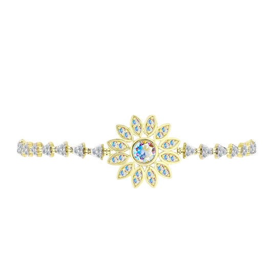 Brățară din Argint 925 Placat cu Aur ( 7.95 grame ) cu Moissanit de Gheață și Topaz Alb 2.32 Carate