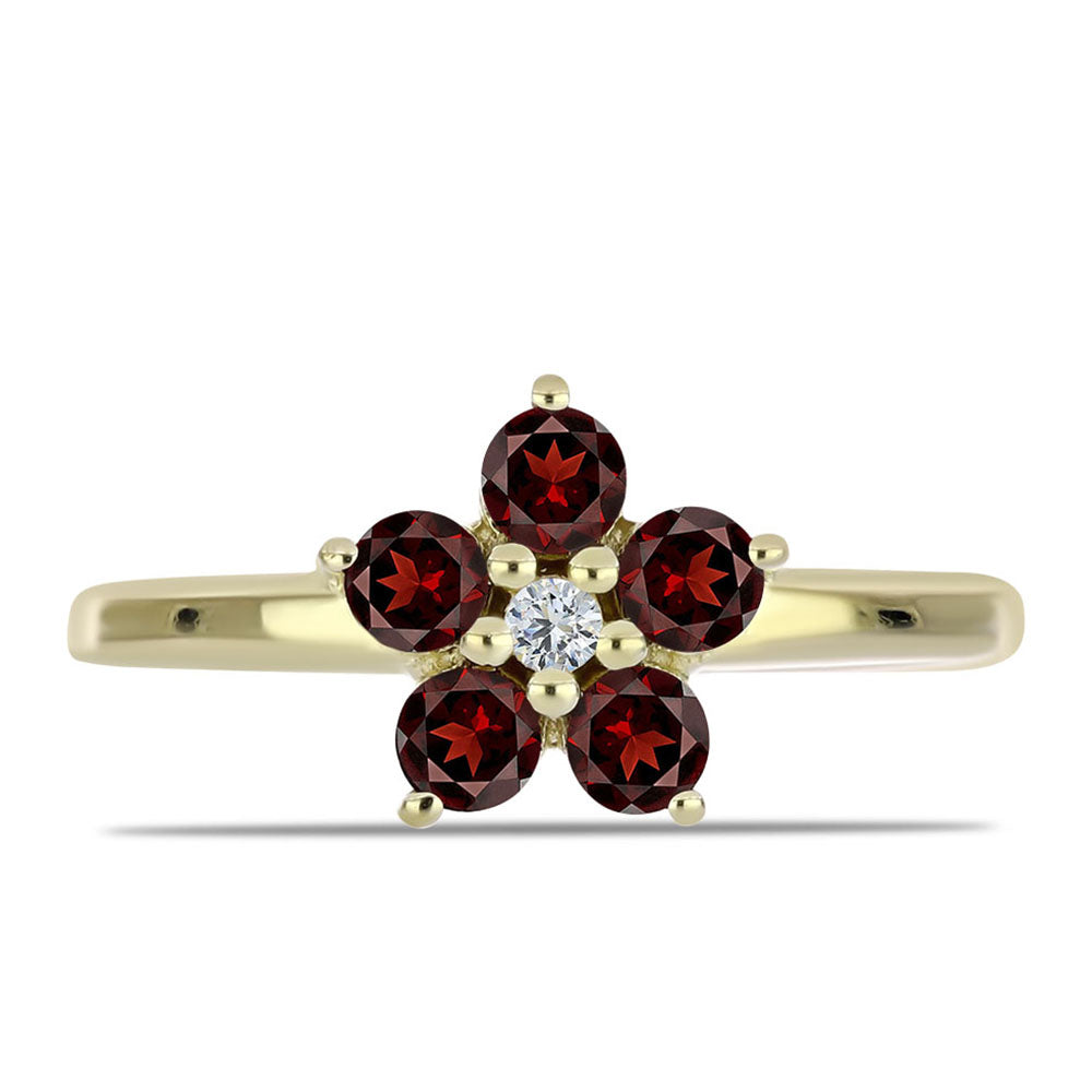 Inel din Argint 925 Placat cu Aur ( 2.06 grame ) cu Granat Barton și Topaz Alb 0.69 Carate