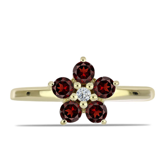 Inel din Argint 925 Placat cu Aur ( 2.06 grame ) cu Granat Barton și Topaz Alb 0.69 Carate