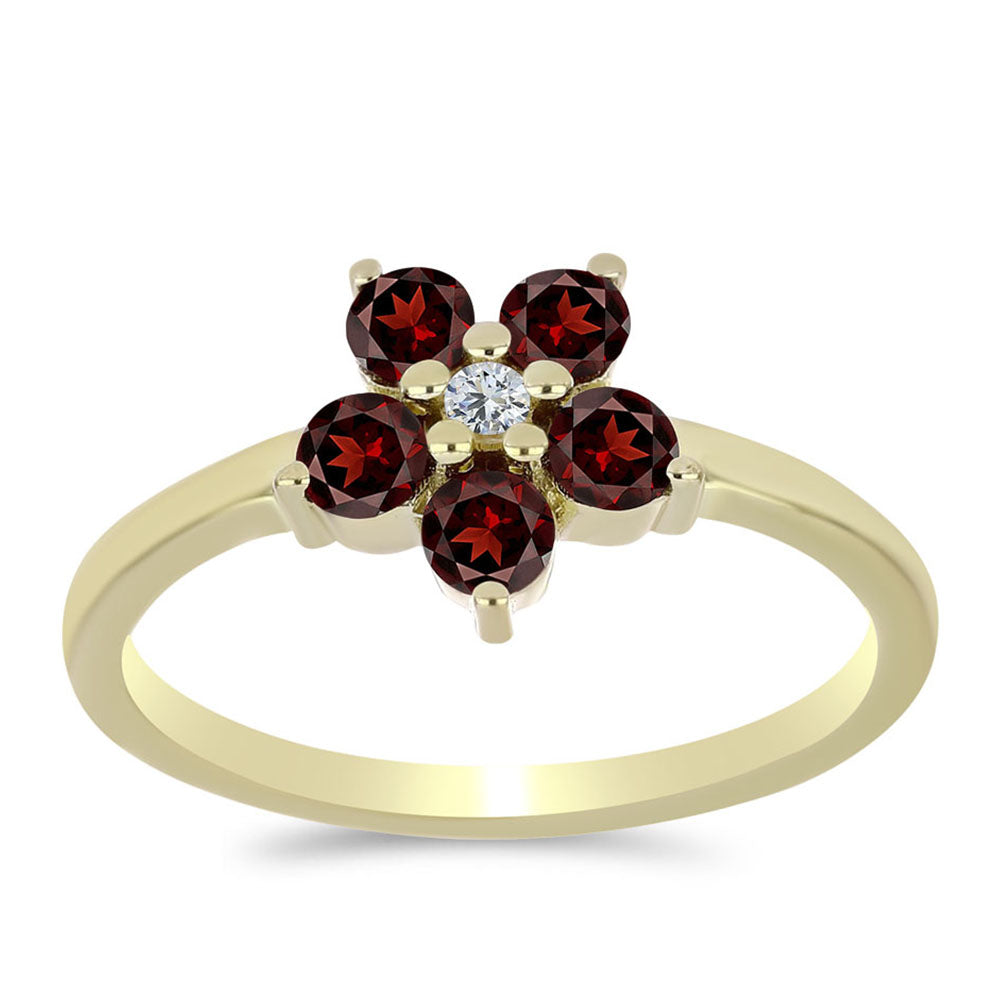 Inel din Argint 925 Placat cu Aur ( 2.06 grame ) cu Granat Barton și Topaz Alb 0.69 Carate 3 