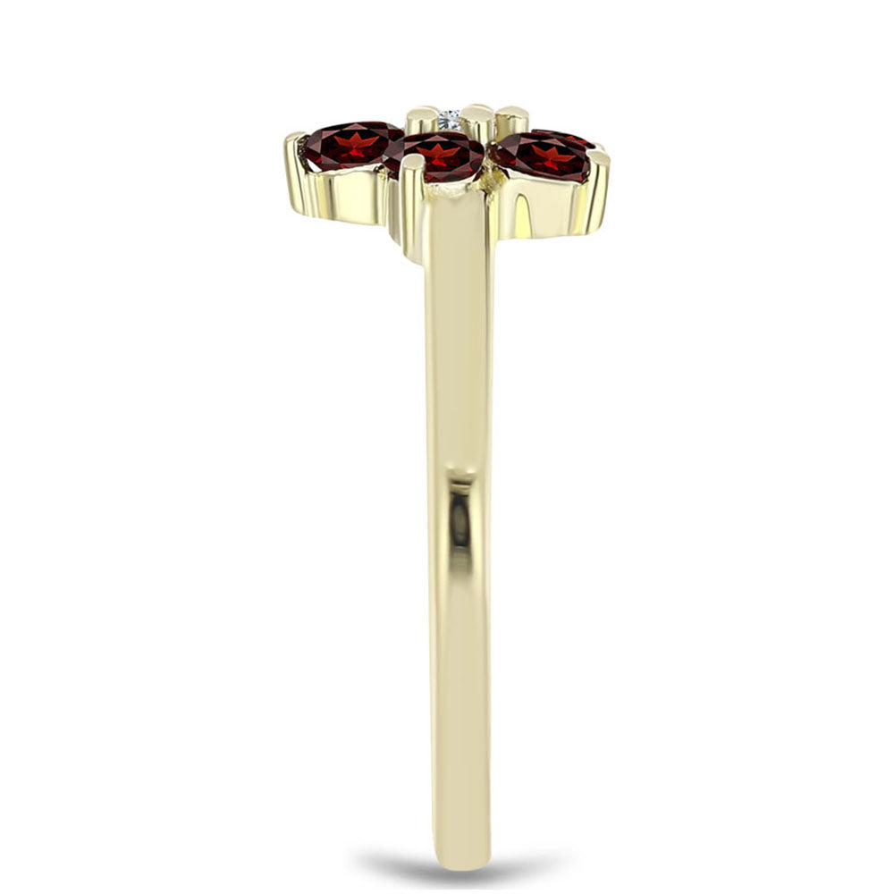 Inel din Argint 925 Placat cu Aur ( 2.06 grame ) cu Granat Barton și Topaz Alb 0.69 Carate 4 