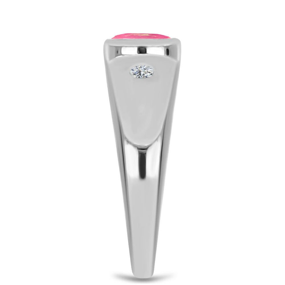 Inel din Argint 925 ( 2.95 grame ) cu Opal Lega Dembi Roz și Topaz Alb 0.8 Carate 4 