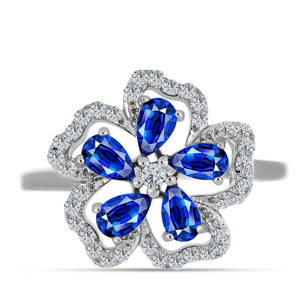 Inel din Argint 925 ( 2.59 grame ) cu Safir Albastru Australian și Topaz Alb 1.93 Carate