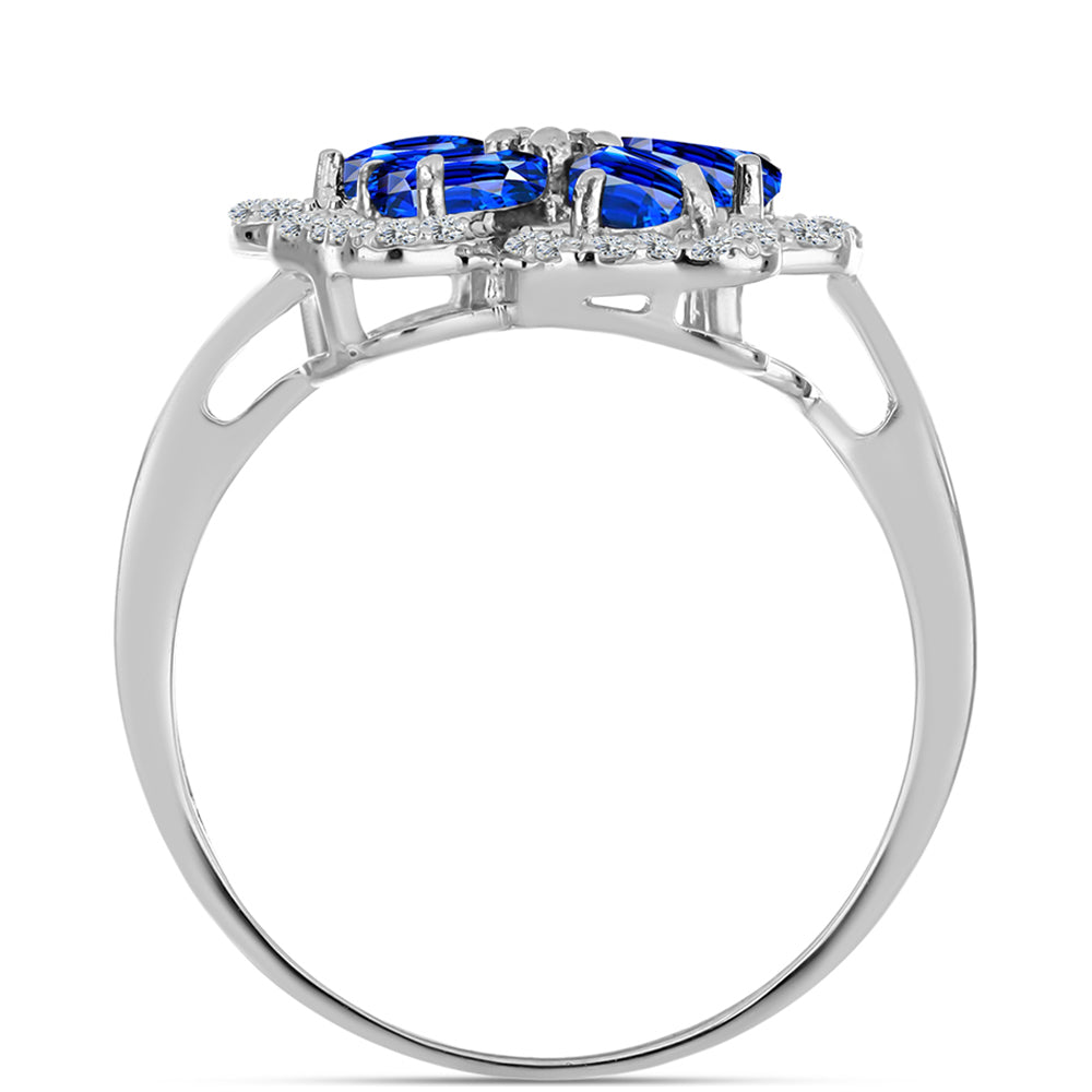 Inel din Argint 925 ( 2.59 grame ) cu Safir Albastru Australian și Topaz Alb 1.93 Carate 2 