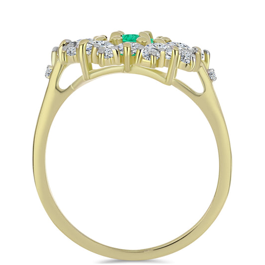 Inel din Argint 925 Placat cu Aur ( 3.57 grame ) cu Smarald Columbian și Diamant Alb 2.97 Carate