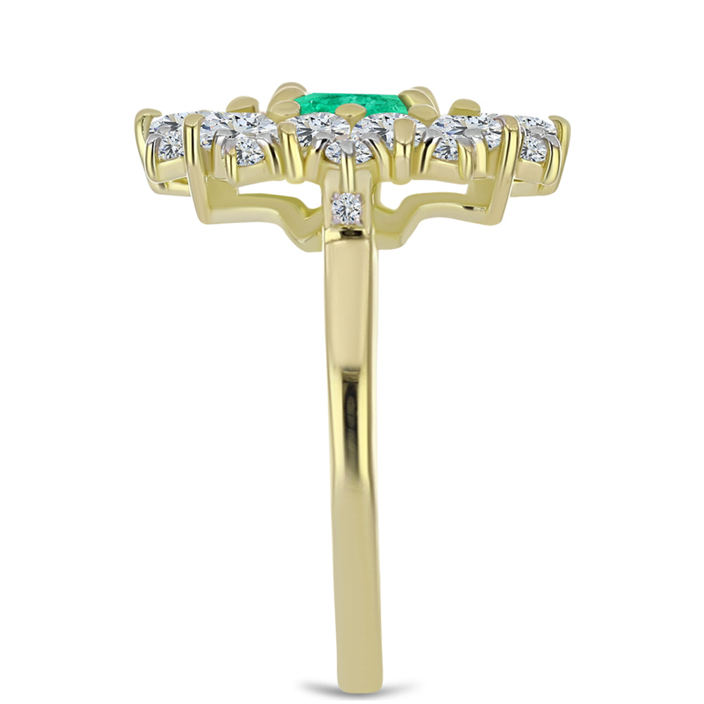 Inel din Argint 925 Placat cu Aur ( 3.57 grame ) cu Smarald Columbian și Diamant Alb 2.97 Carate