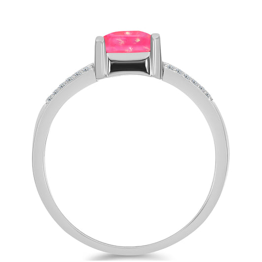 Inel din Argint 925 ( 2.82 grame ) cu Opal Lega Dembi Roz și Topaz Alb 1.16 Carate