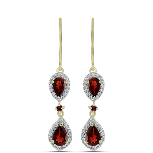 Cercei din Argint 925 Placat cu Aur ( 3.65 grame ) cu Granat Barton și Topaz Alb 3.36 Carate