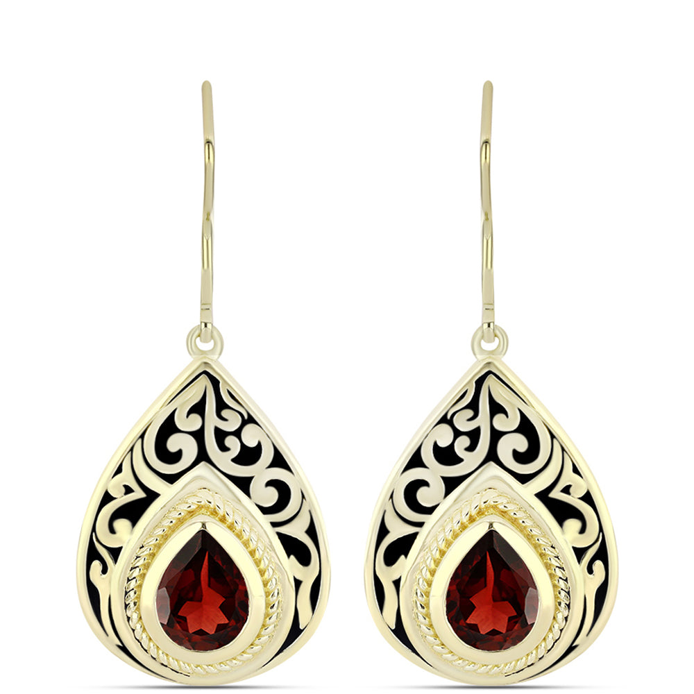 Cercei din Argint 925 Placat cu Aur ( 7.21 grame ) cu Granat Barton 2.47 Carate 1 