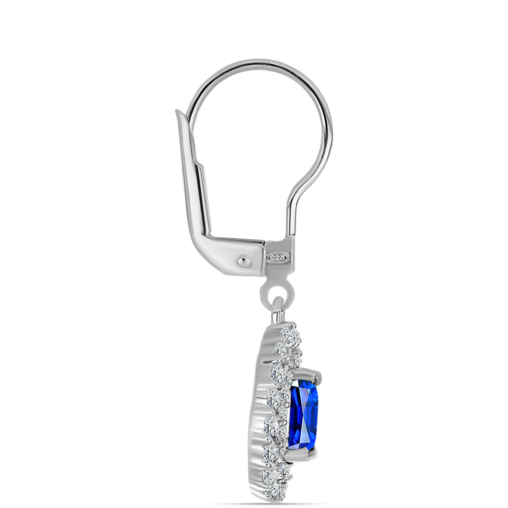 Cercei din Argint 925 ( 2.64 grame ) cu Safir Albastru Australian și Topaz Alb 2.3 Carate 2 