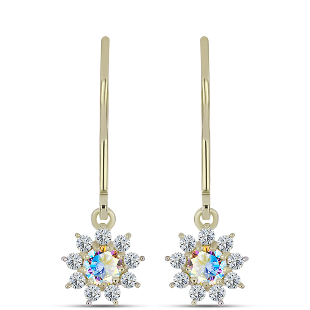 Cercei din Argint 925 Placat cu Aur ( 1.45 grame ) cu Moissanit de Gheață și Topaz Alb 0.65 Carate