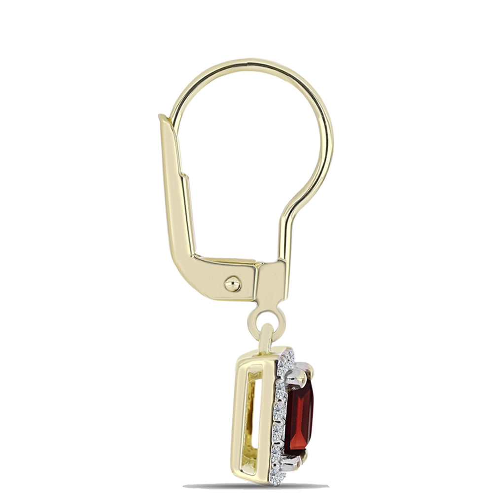 Cercei din Argint 925 Placat cu Aur ( 2.28 grame ) cu Granat Barton și Topaz Alb 1.68 Carate 2 