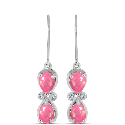 Cercei din Argint 925 ( 3.08 grame ) cu Opal Lega Dembi Roz și Topaz Alb 1.85 Carate