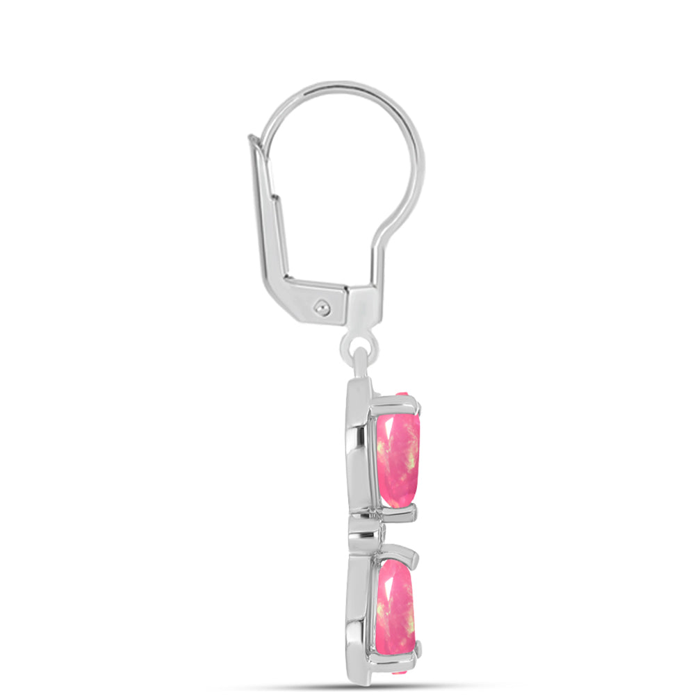 Cercei din Argint 925 ( 3.08 grame ) cu Opal Lega Dembi Roz și Topaz Alb 1.85 Carate