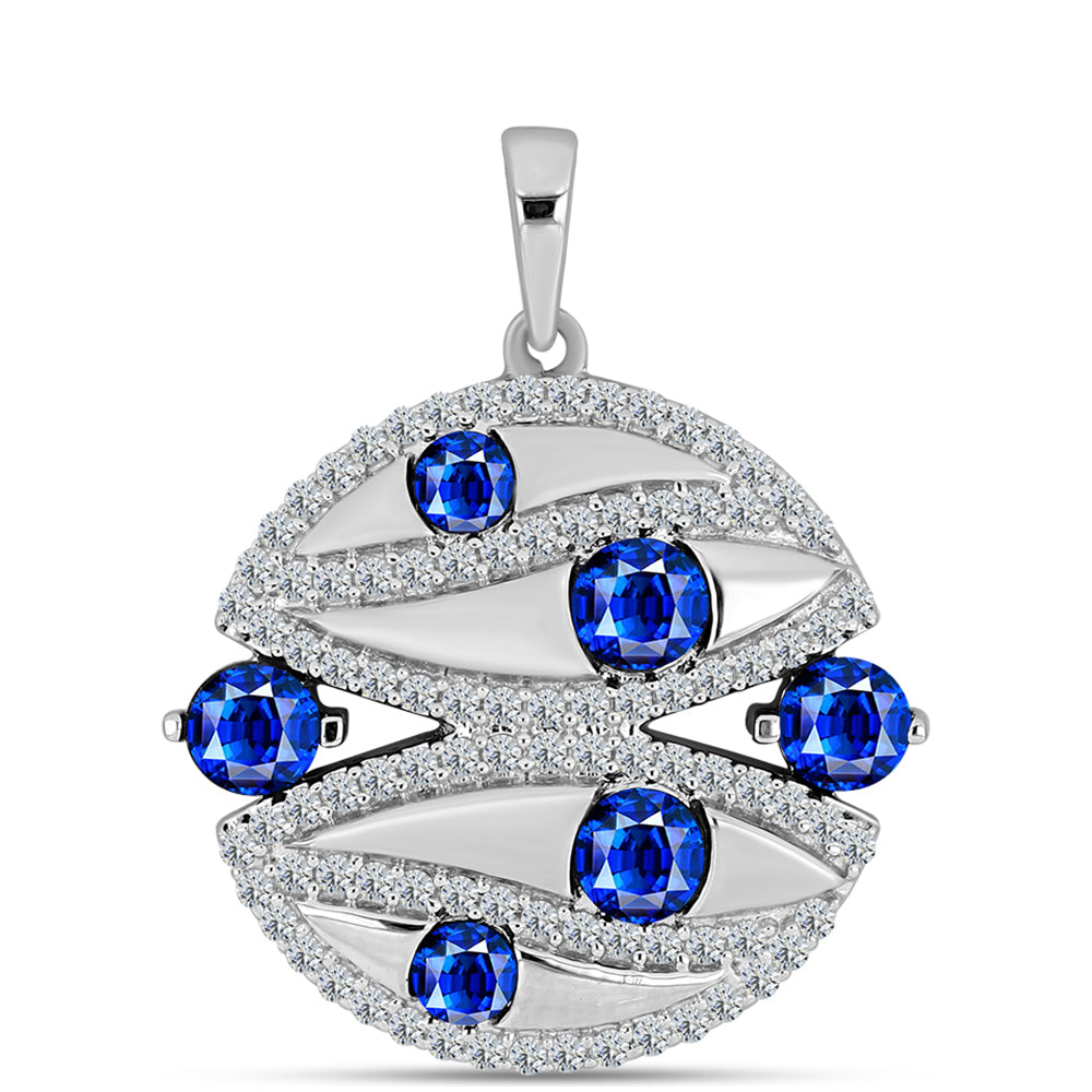 Pandantiv din Argint 925 ( 4.32 grame ) cu Safir Albastru Australian și Topaz Alb 2.6 Carate