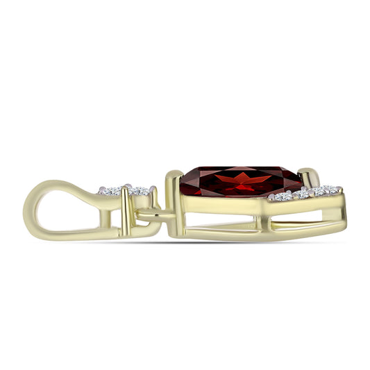 Pandantiv din Argint 925 Placat cu Aur ( 0.74 grame ) cu Granat Barton și Topaz Alb 0.74 Carate