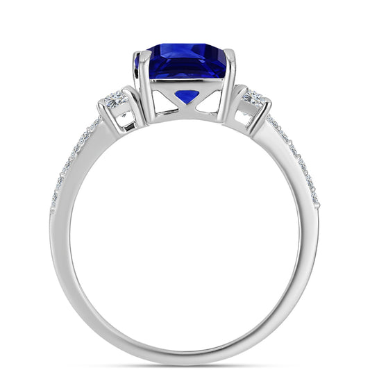 Inel din Argint 925 ( 1.94 grame ) cu Safir Albastru Australian și Topaz Alb 4.18 Carate