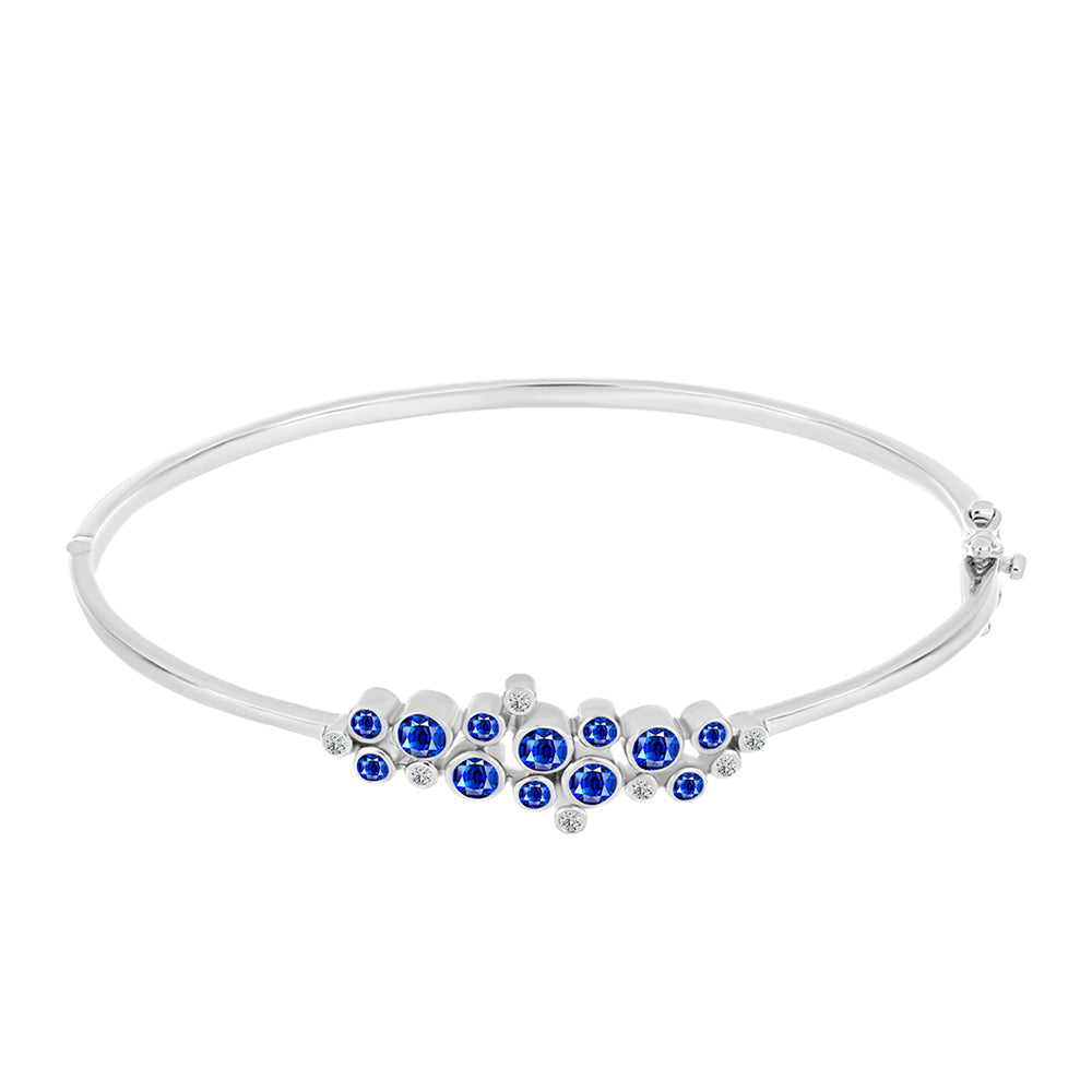 Brățară din Argint 925 ( 12.67 grame ) cu Safir Albastru Australian și Topaz Alb 1.33 Carate 1 