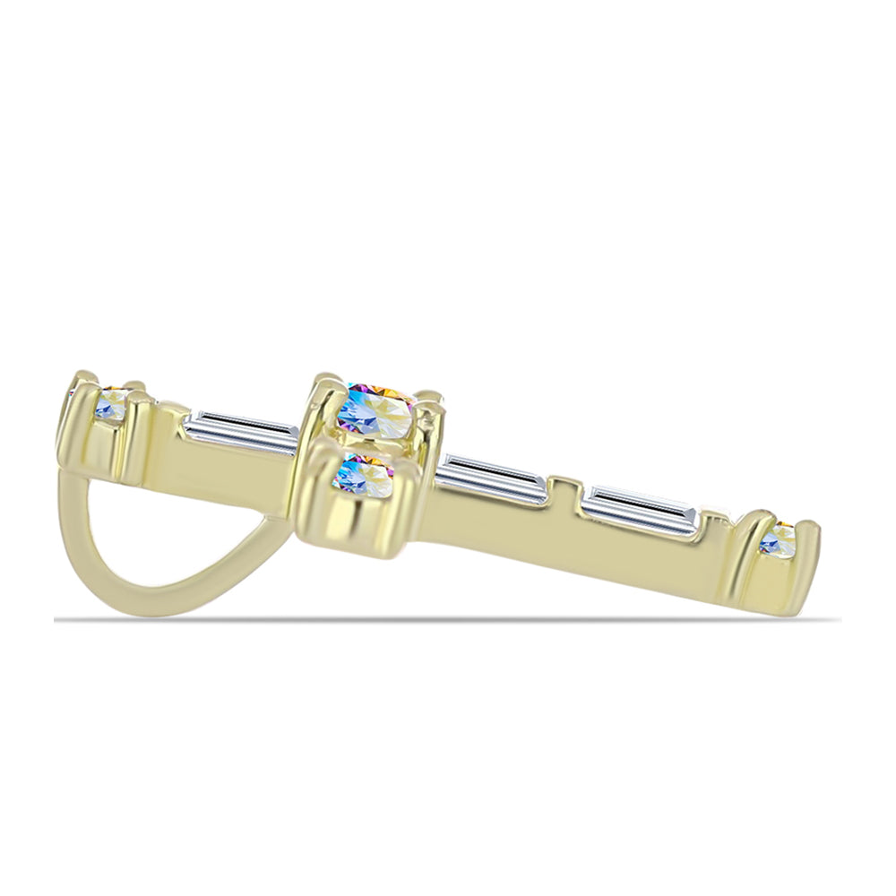 Cruce Pandantiv din Argint 925 Placat cu Aur ( 0.93 grame ) cu Moissanit de Gheață și Zircon Alb 0.63 Carate 2 