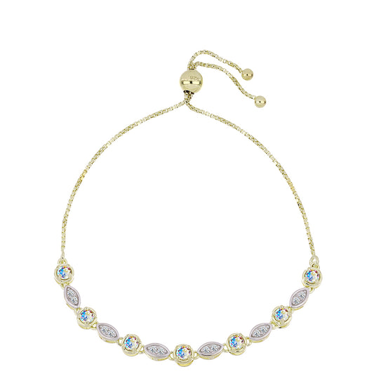 Brățară din Argint 925 Placat cu Aur ( 5.18 grame ) cu Moissanit de Gheață și Topaz Alb 0.95 Carate