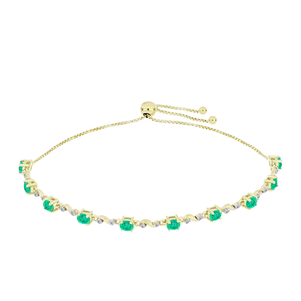 Brățară din Argint 925 Placat cu Aur ( 5.06 grame ) cu Smarald Columbian și Diamant Alb 1.81 Carate 1 