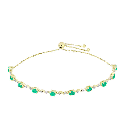 Brățară din Argint 925 Placat cu Aur ( 5.06 grame ) cu Smarald Columbian și Diamant Alb 1.81 Carate