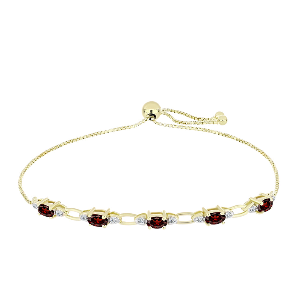 Brățară din Argint 925 Placat cu Aur ( 4.22 grame ) cu Granat Barton și Topaz Alb 1.65 Carate