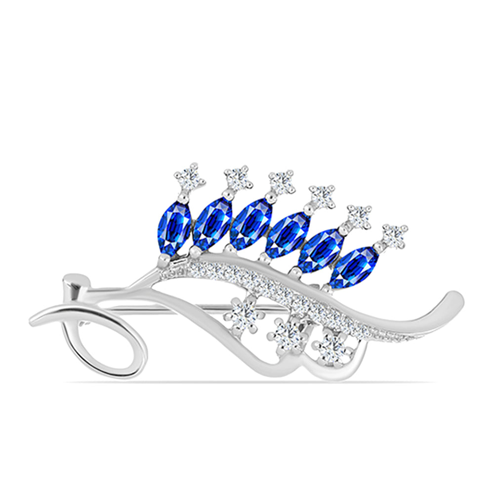 Broşă din Argint 925 ( 3.78 grame ) cu Safir Albastru Australian și Topaz Alb 1.57 Carate