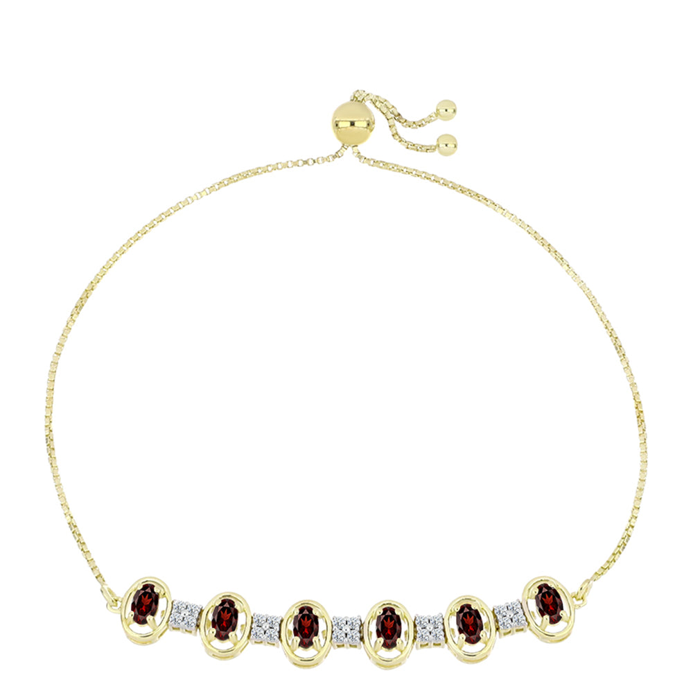 Brățară din Argint 925 Placat cu Aur ( 5.79 grame ) cu Granat Barton și Topaz Alb 2.21 Carate 1 