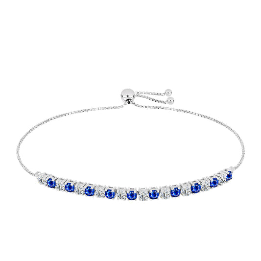 Brățară din Argint 925 ( 4.89 grame ) cu Safir Albastru Australian și Topaz Alb 2.93 Carate