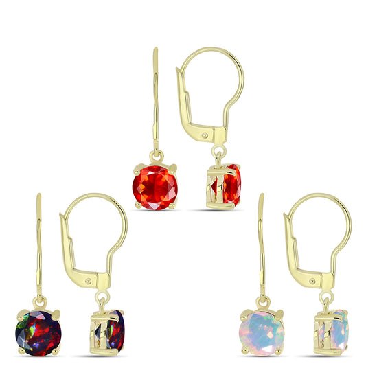 Set din Argint 925 Placat cu Aur ( 5.1 grame ) cu Opal Etiopian Lega Dembi Roșu și Opal Etiopian Negru Lega Dembi 4.62 Carate ( Cercei )