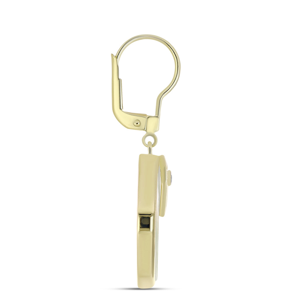 Cercei din Argint 925 Placat cu Aur ( 5.97 grame ) cu Sidef și Topaz Alb 14.67 Carate