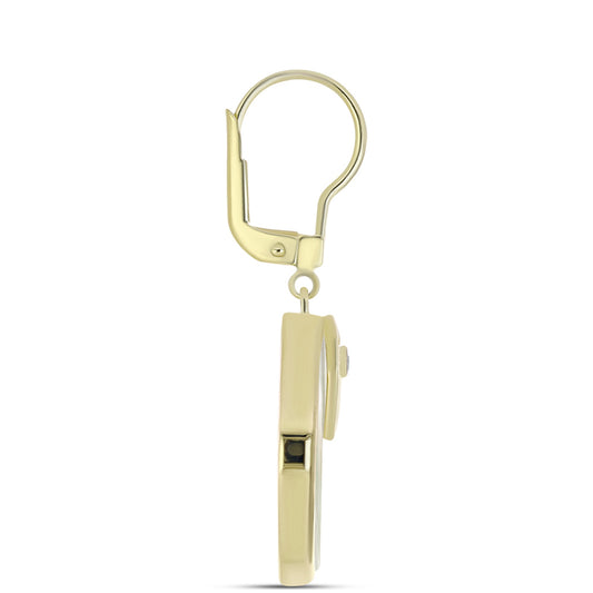 Cercei din Argint 925 Placat cu Aur ( 5.97 grame ) cu Sidef și Topaz Alb 14.67 Carate