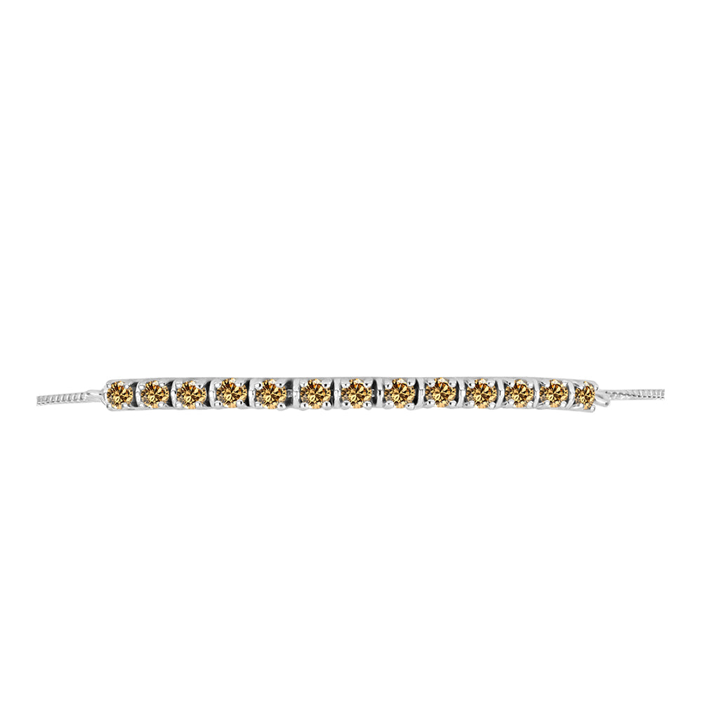 Brățară din Argint 925 ( 5.28 grame ) cu Moissanite Șampanie 1.34 Carate 2 