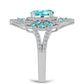 Inel din Argint 925 ( 4.06 grame ) cu Cuarț Paraiba și Topaz Alb 2.26 Carate
