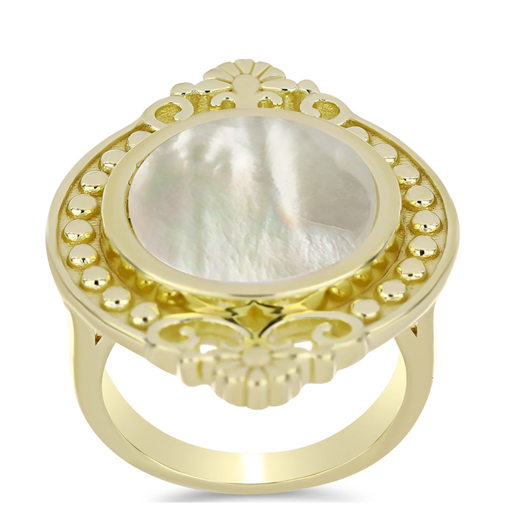 Inel din Argint 925 Placat cu Aur ( 8.64 grame ) cu Sidef 4.31 Carate