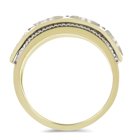 Inel din Argint 925 Placat cu Aur ( 10.33 grame ) cu Sidef și Topaz Alb 6.7 Carate