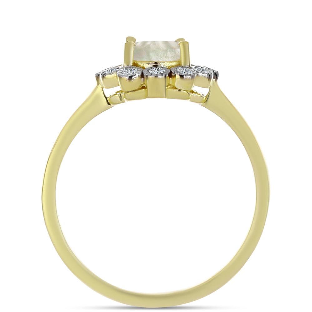 Inel din Argint 925 Placat cu Aur ( 2.44 grame ) cu Sidef și Topaz Alb 1.14 Carate