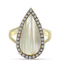 Inel din Argint 925 Placat cu Aur ( 4.82 grame ) cu Sidef și Topaz Alb 4.59 Carate
