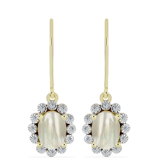 Cercei din Argint 925 Placat cu Aur ( 2.68 grame ) cu Sidef și Topaz Alb 2.02 Carate