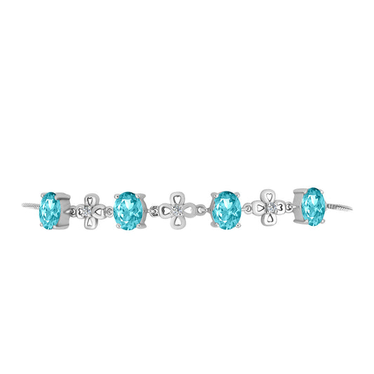 Brățară din Argint 925 ( 5.85 grame ) cu Cuarț Paraiba și Topaz Alb 4.4 Carate