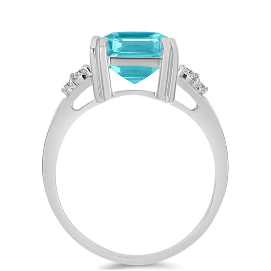 Inel din Argint 925 ( 3.19 grame ) cu Cuarț Paraiba și Topaz Alb 5.48 Carate